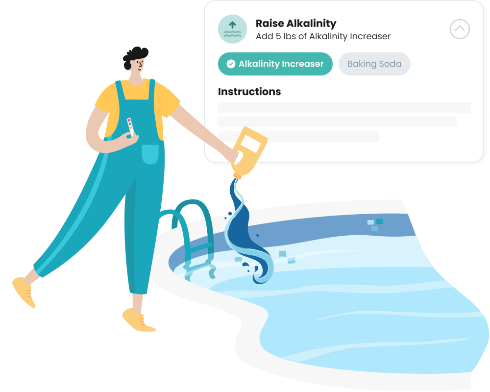 Pool Treatment with Person Adding Chemicals Into a Pool