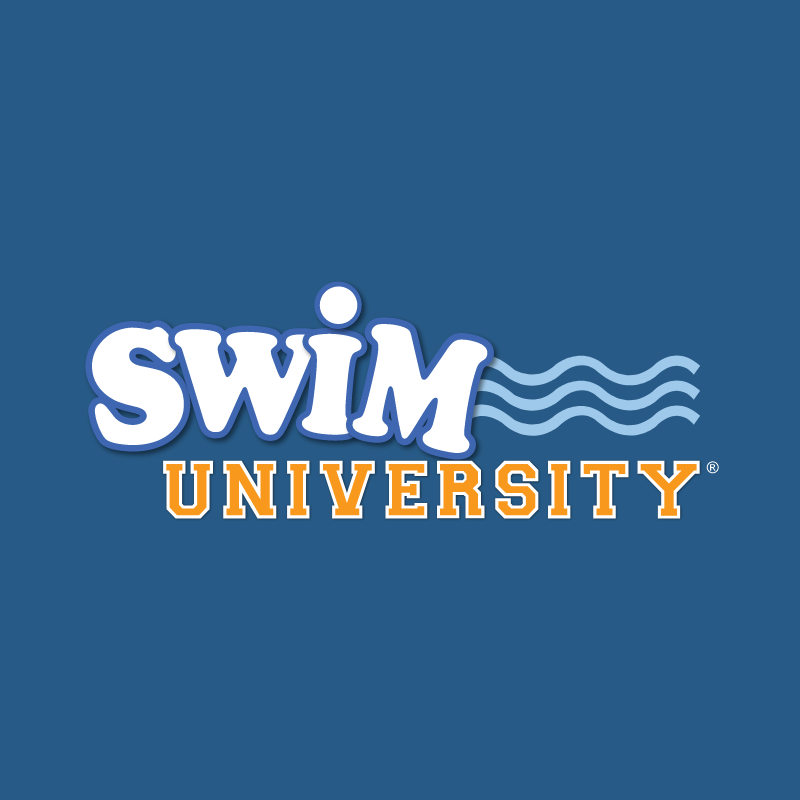 The Swim University Logo on Blue Background