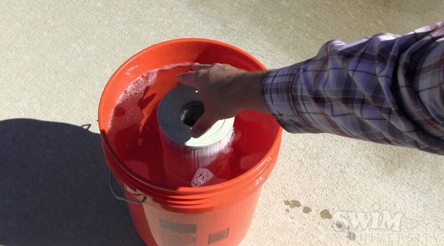 Soaking a Hot Tub Filter in a Cleaning Solution