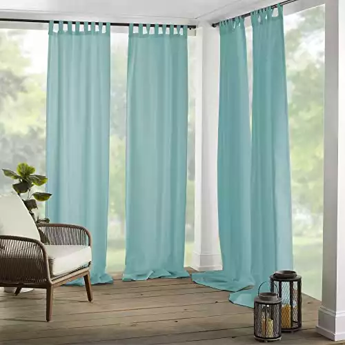 Elrene Home Fashions Indoor/Outdoor Solid Tab Top Single Panel Window Curtain Drape, 52" x 95", Mineral