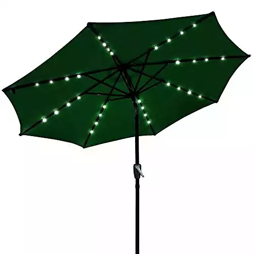 Ainfox Solar Patio Umbrella with LED Lights - 9 ft.