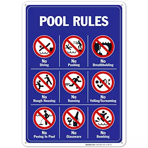 Sigo Signs Rust Free Aluminum Pool Rules Sign - 10 in. x14 in.