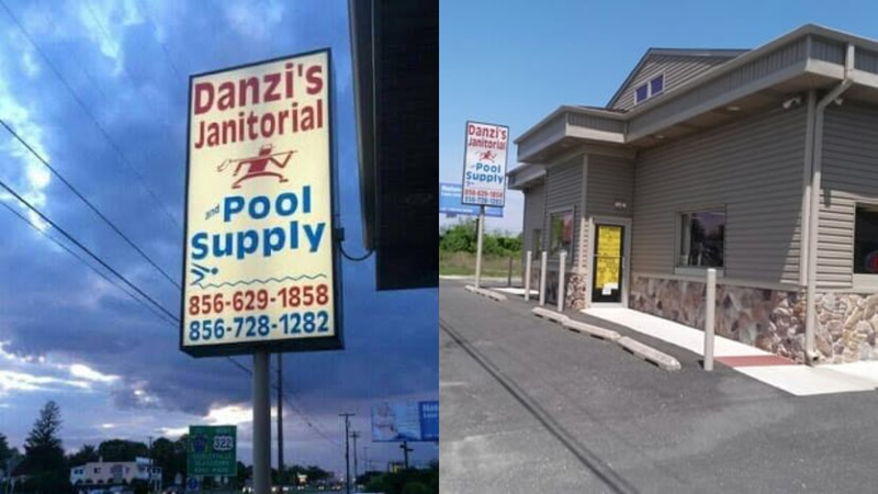 Matt Giovanisci: The Founder Of Swim University® 1 The street sign and building of danzi's janitorial and pool supply store in williamstown, nj.