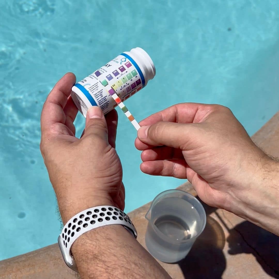 Using Test Strips By The Pool